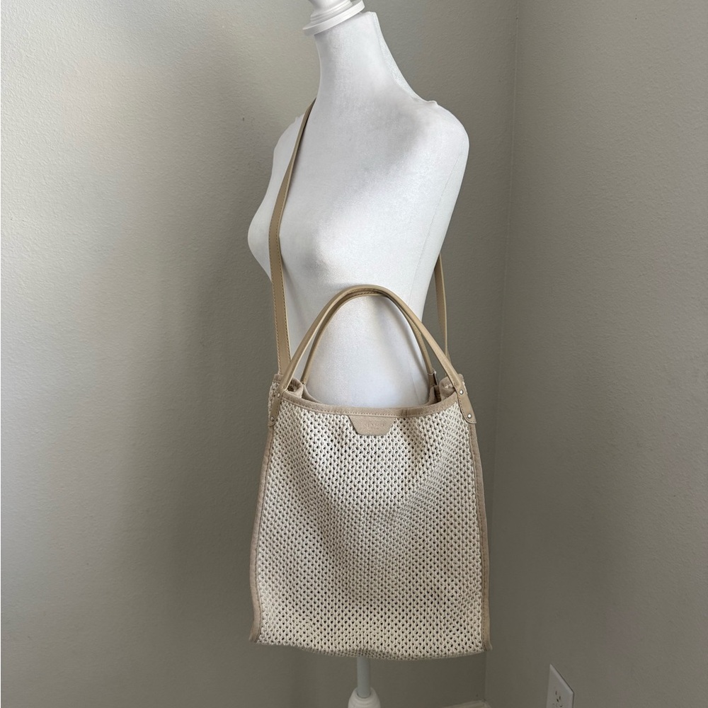 NWT rag & bone Summer Passenger Tote Bag | Chalk Mesh + Leather